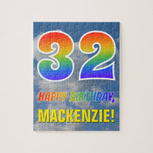 Rainbow Kijk "32" & "HAPPY BIRTHDAY", Cloudy Sky Legpuzzel