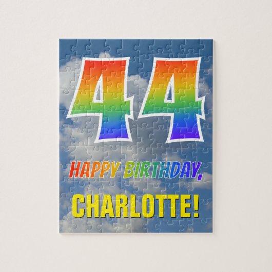 Rainbow Kijk "44" & "HAPPY BIRTHDAY", Cloudy Sky Legpuzzel (Verticaal)