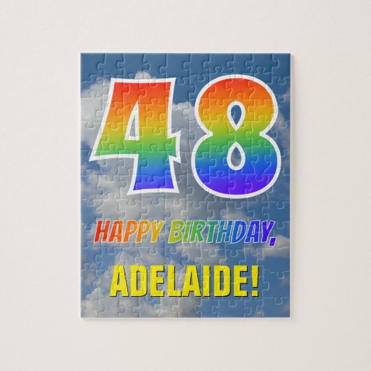 Rainbow Kijk "48" & "HAPPY BIRTHDAY", Cloudy Sky Legpuzzel (Verticaal)