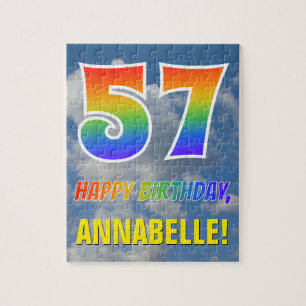 Rainbow Kijk "57" & "HAPPY BIRTHDAY", Cloudy Sky Legpuzzel