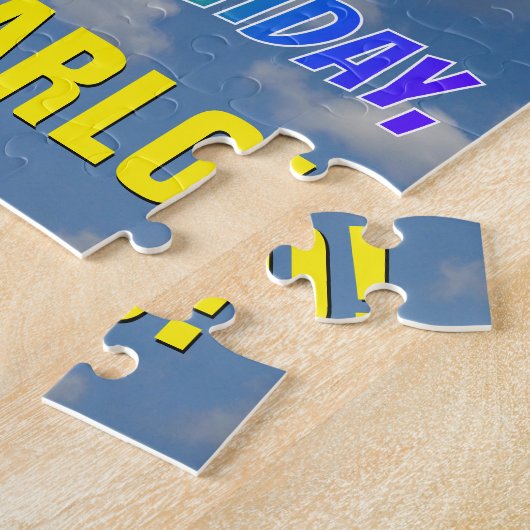 Rainbow Kijk "63" & "HAPPY BIRTHDAY", Cloudy Sky Legpuzzel (Zijkant)