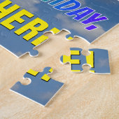 Rainbow Kijk "64" & "HAPPY BIRTHDAY", Cloudy Sky Legpuzzel (Zijkant)