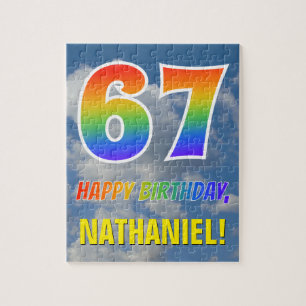 Rainbow Kijk "67" & "HAPPY BIRTHDAY", Cloudy Sky Legpuzzel