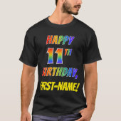 Rainbow Kijk HAPPY 11th BIRTHDAY + aangepaste naam T-shirt (Voorkant)