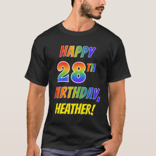 Rainbow Kijk HAPPY 28th BIRTHDAY + aangepaste naam T-shirt