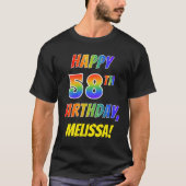 Rainbow Kijk HAPPY 58th BIRTHDAY + aangepaste naam T-shirt (Voorkant)