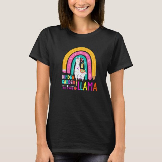 Rainbow Kindergarten No Prob Llama 100th Day of Sc T-shirt (Voorkant)