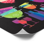 Rainbow Kitchen Mid Century Modern Black Pop Art Poster (Hoek)