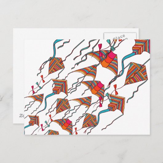 Rainbow Kite Pattern Briefkaart (Voorkant / Achterkant)