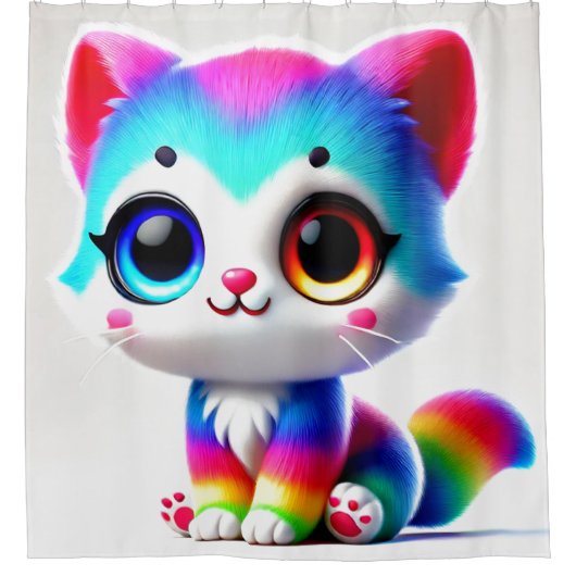 Rainbow Kitten Douchegordijn (Voorkant)