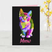 Rainbow Kitten Meow wenskaart Kaart (Gele Bloem)