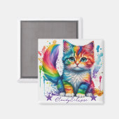Rainbow Kitten Painter Magneet (Voorkant / Achterkant)