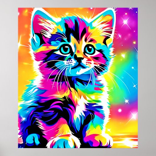 Rainbow Kitten Portret Poster (Voorkant)