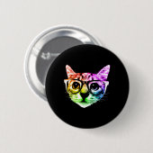 Rainbow Kitty Cat met Gles Ronde Button 5,7 Cm (Voorkant /achterkant)