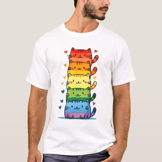 Rainbow Kitty Cat Pride T-shirt (Voorkant)