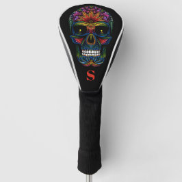 Rainbow Kleur Mexicaanse Sugar Skull Monogram Init Golfheadcover