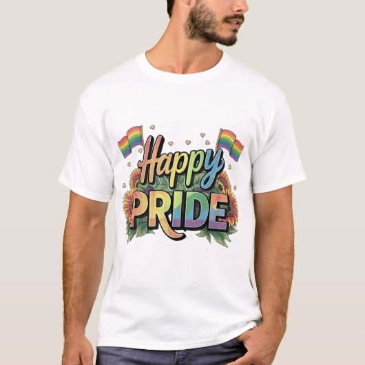 RAINBOW KLEURDE GAY PRIDE GEZEGDE T-SHIRT (Voorkant)