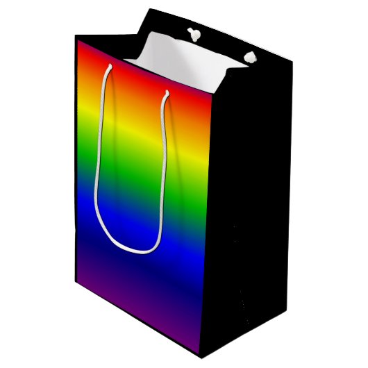 Rainbow-kleuren Gift Bag Medium Black Medium Cadeauzakje (Voorkant Gekanteld)