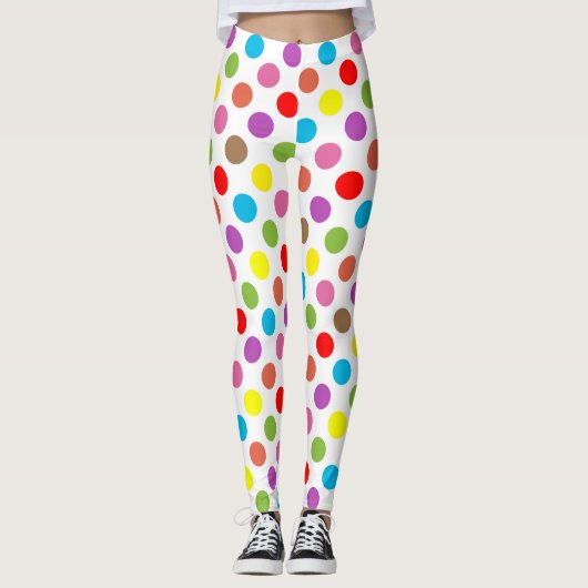 Rainbow-kleuren poka-puntpatroon leggings (Voorkant)