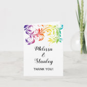 Rainbow kleuren scroll leaf bruiloft Dank je Bedankkaart (Voorkant)