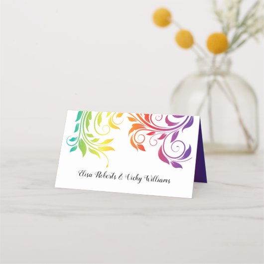 Rainbow-kleuren scroll leaf LGBT bruiloft (Achterkant)
