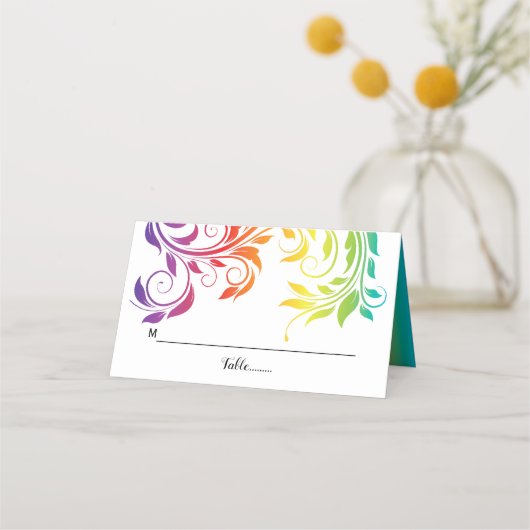 Rainbow-kleuren scroll leaf LGBT bruiloft (Voorkant)