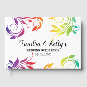 Rainbow-kleuren scroll leaf LGBT bruiloft Gastenboek