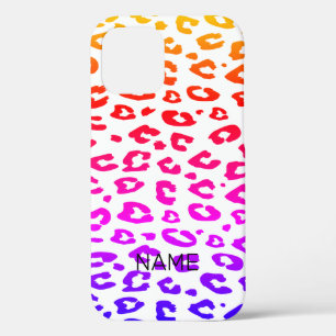 Rainbow kleurombre gradiënt leopard patroon iPhone 12 hoesje
