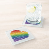 Rainbow krabble hart vierkant glas onderzetter (Schuin)