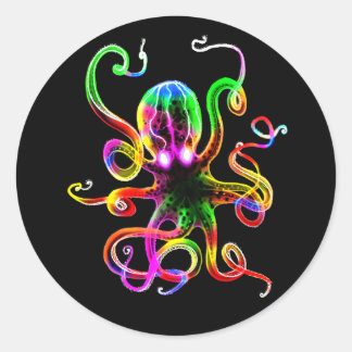 Rainbow Kraken Glow Ronde Sticker