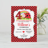 Rainbow Ladybug 4e anniversaire Invitations fille (Debout devant)
