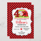 Rainbow Ladybug 4e anniversaire Invitations fille (Devant / Derrière)