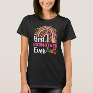 Rainbow Leopard Best Godmother Ever Moederdag W T-shirt
