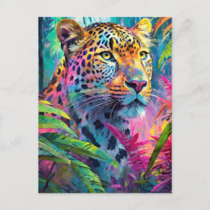 Rainbow Leopard Kleurrijke Moderne Abstracte Kunst Briefkaart
