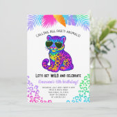Rainbow Leopard Party Animals Birthday Invitation (Debout devant)