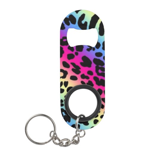 Rainbow Leopard Pattern Mini Flessenopener (Voorkant)