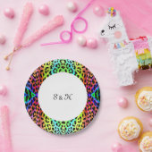 Rainbow Leopard Print Design Papieren Bordje (Feest)