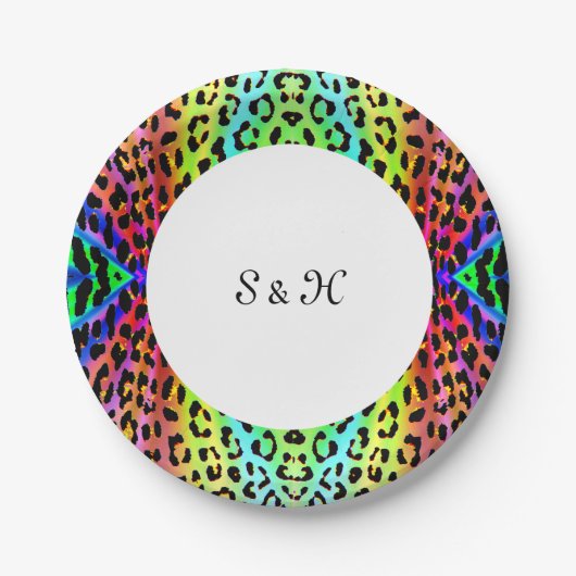 Rainbow Leopard Print Design Papieren Bordje (Voorkant)
