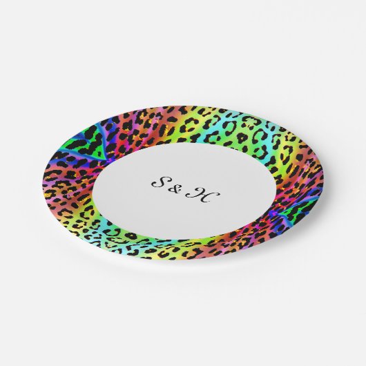 Rainbow Leopard Print Design Papieren Bordje (Gekanteld)
