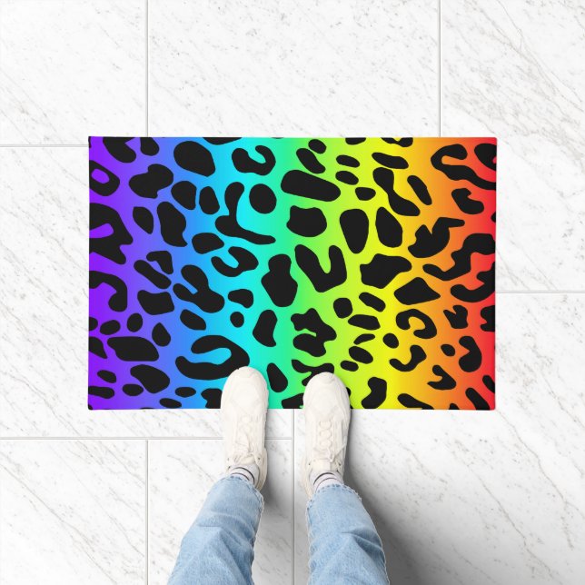 Rainbow Leopard Print Deurmat (Binnen)
