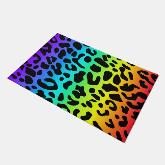 Rainbow Leopard Print Deurmat (Schuin)