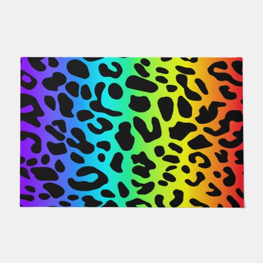 Rainbow Leopard Print Deurmat (Voorkant)