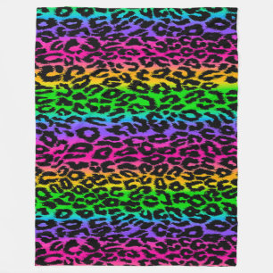 Rainbow Leopard Print Fleece Deken