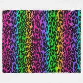 Rainbow Leopard Print Fleece Deken (Voorkant (Horizontaal))
