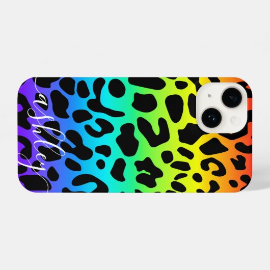 Rainbow Leopard Print iPhone Hoesje (Achterkant horizontaal)