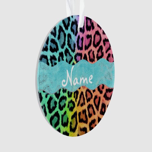 Rainbow Leopard print kerstversiering Ornament (voorkant)