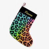 Rainbow Leopard Print Kleine Kerstsok (Voorkant (Hangend))