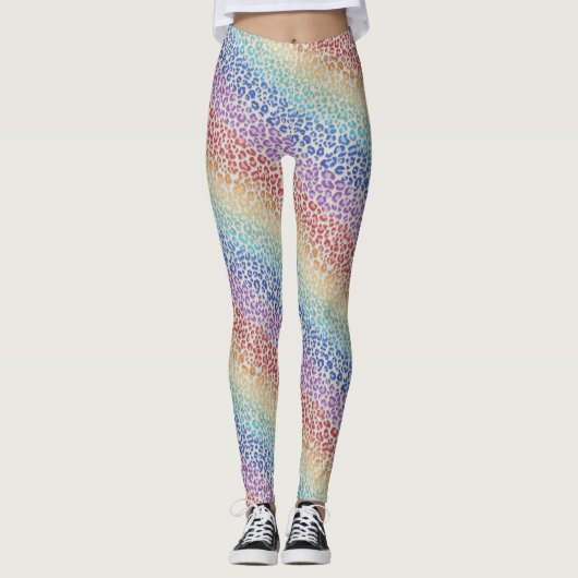 Rainbow Leopard Print Leggings | Bold Colorful (Devant)