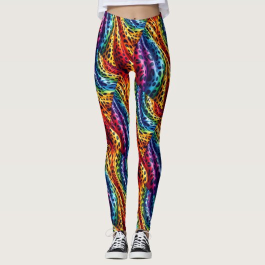 Rainbow Leopard Print Leggings | Bold Colorful (Devant)