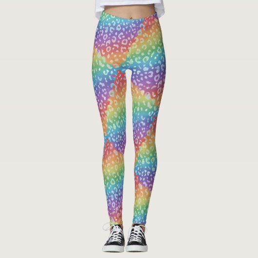 Rainbow Leopard Print Leggings | Bold Colorful (Devant)